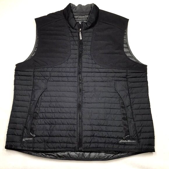 EDDIE BAUER Sport Shop Stormdown 700 Vest Men XL Black Puffer Goose Down Hunting - Picture 1 of 16